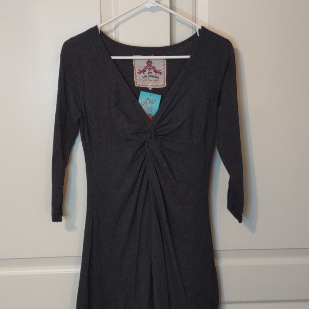 Johnny Was Rose Embroidery Criss Cross 3/4 Sleeve Cotton Dress Xs Nwt